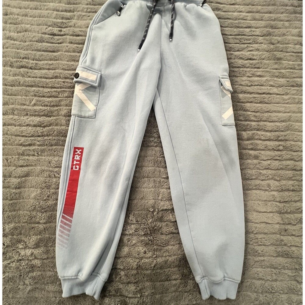 Grey Tom Kids Light Blue Cargo Sweatpants Joggers Size 36 White Red Graphics